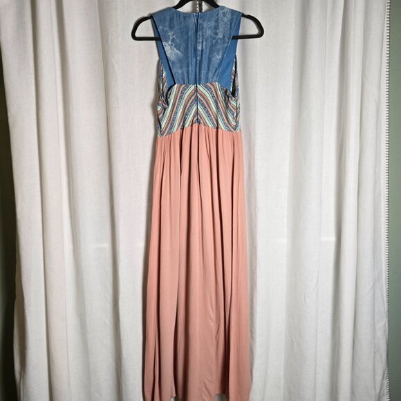 Flying Tomato Boho Maxi Dress Embroidered Top and Peach Skirt Size L - Picture 7 of 7